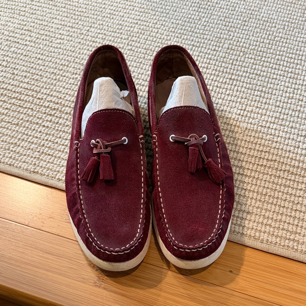 Men's joseph abboud Suede Tassel Loafers in Burgundy